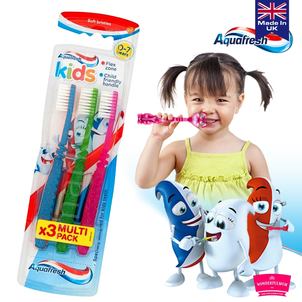 Aquafresh Kids 0-7 Years Toothbrush x3