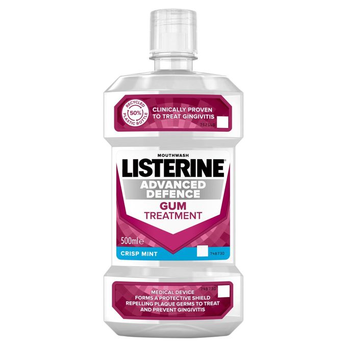 Listerine Advanced Defence Gum Treatment Mouthwash Crisp Mint 500ml