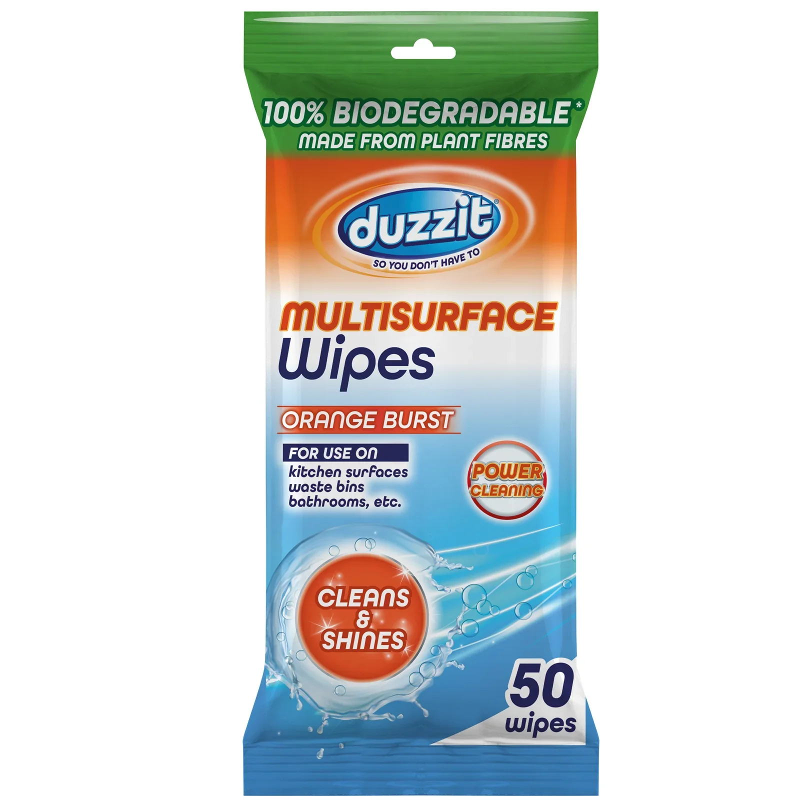 Duzzit Multisurface Wipes Orange Burst - Pack of 50