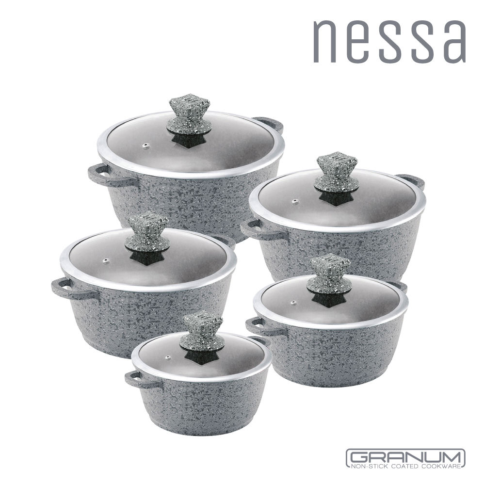 Nessa Granum Stockpot Set 5pc Serizzo Grey