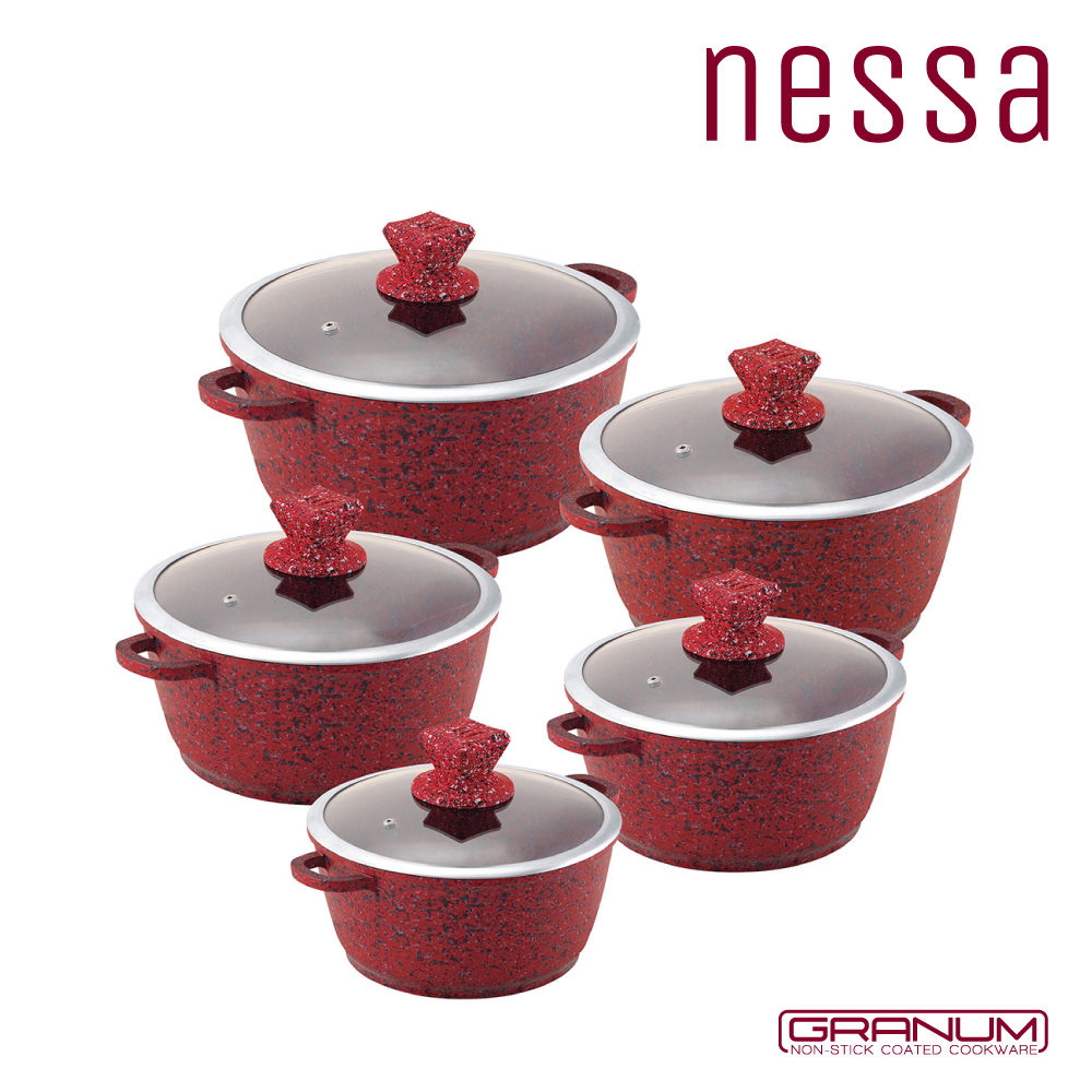 Nessa Granum Stockpot Set 5pc Jhansi Red