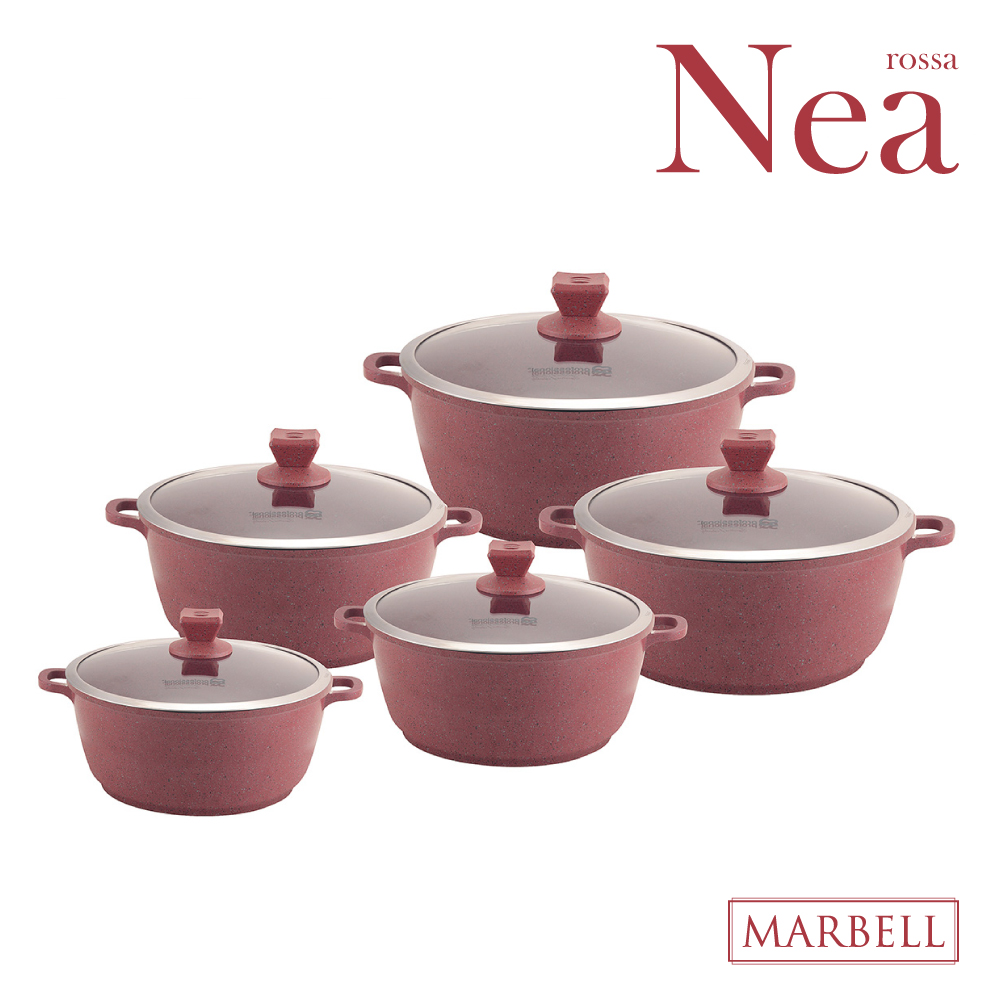 Nea Marbell Stockpot Set 5pc Rossa Red