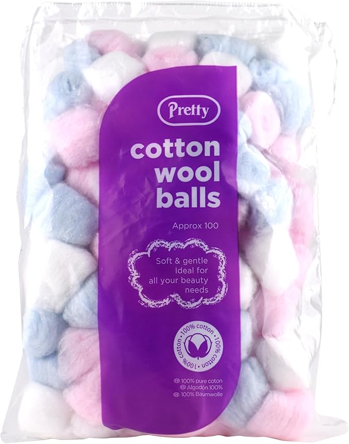 Pretty Cotton Wool Balls - 100 Colour