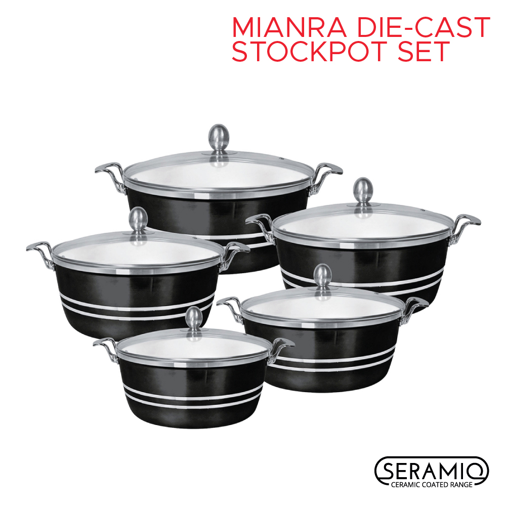 Metallic Seramiq Stockpot Set 5pc Black
