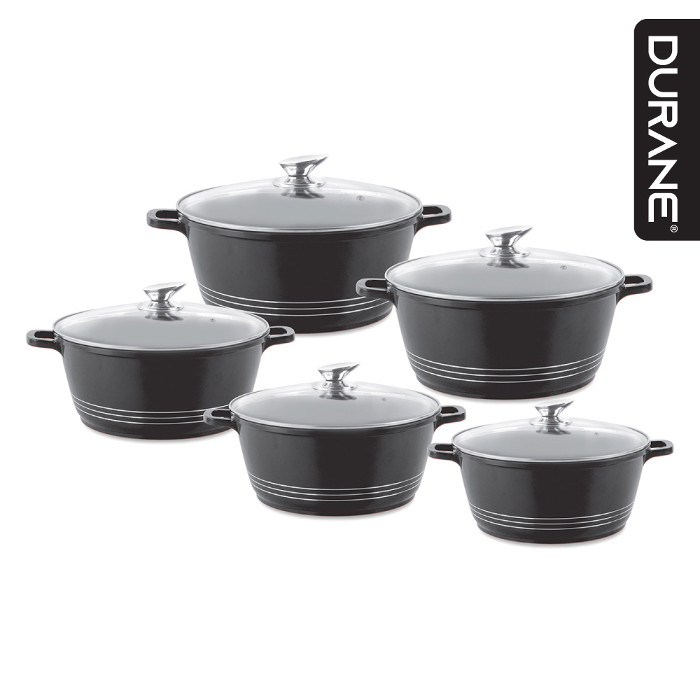 Stockpot Set 5pc Black 2.3L-4L-6.1L-7.5L-9.5L