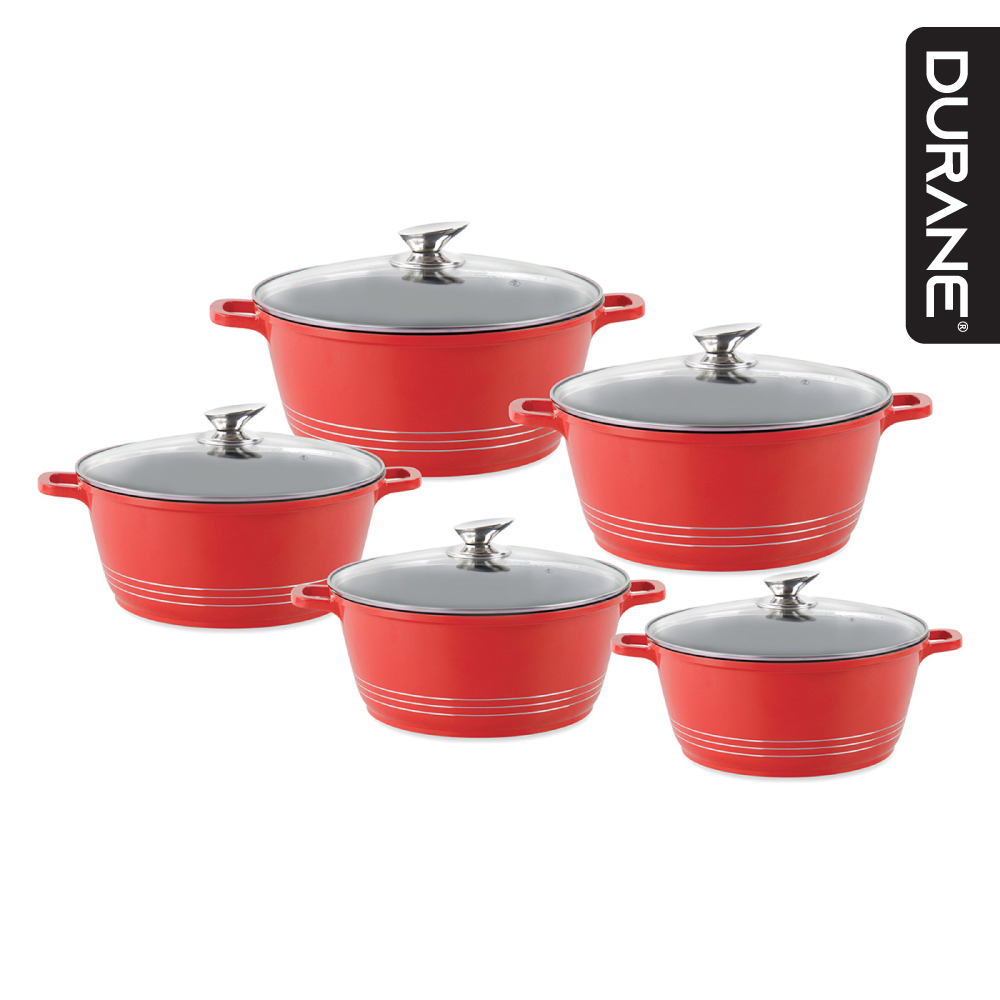 Stockpot Set 5pc Red 2.3L-4L-6.1L-7.5L-9.5L