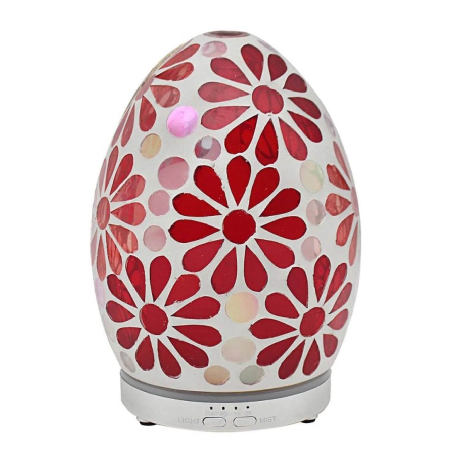 Aroma Humidifier Flower Mosaic Egg Colour Change Led Light 16cm Pink
